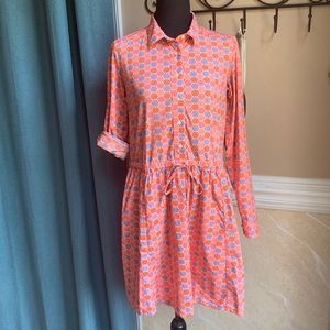 *GAP XS ROLL SLEEVE PRI GEOMETRIC DRESS/TUNIC (Flaw)